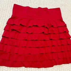 Red ruffle skirt